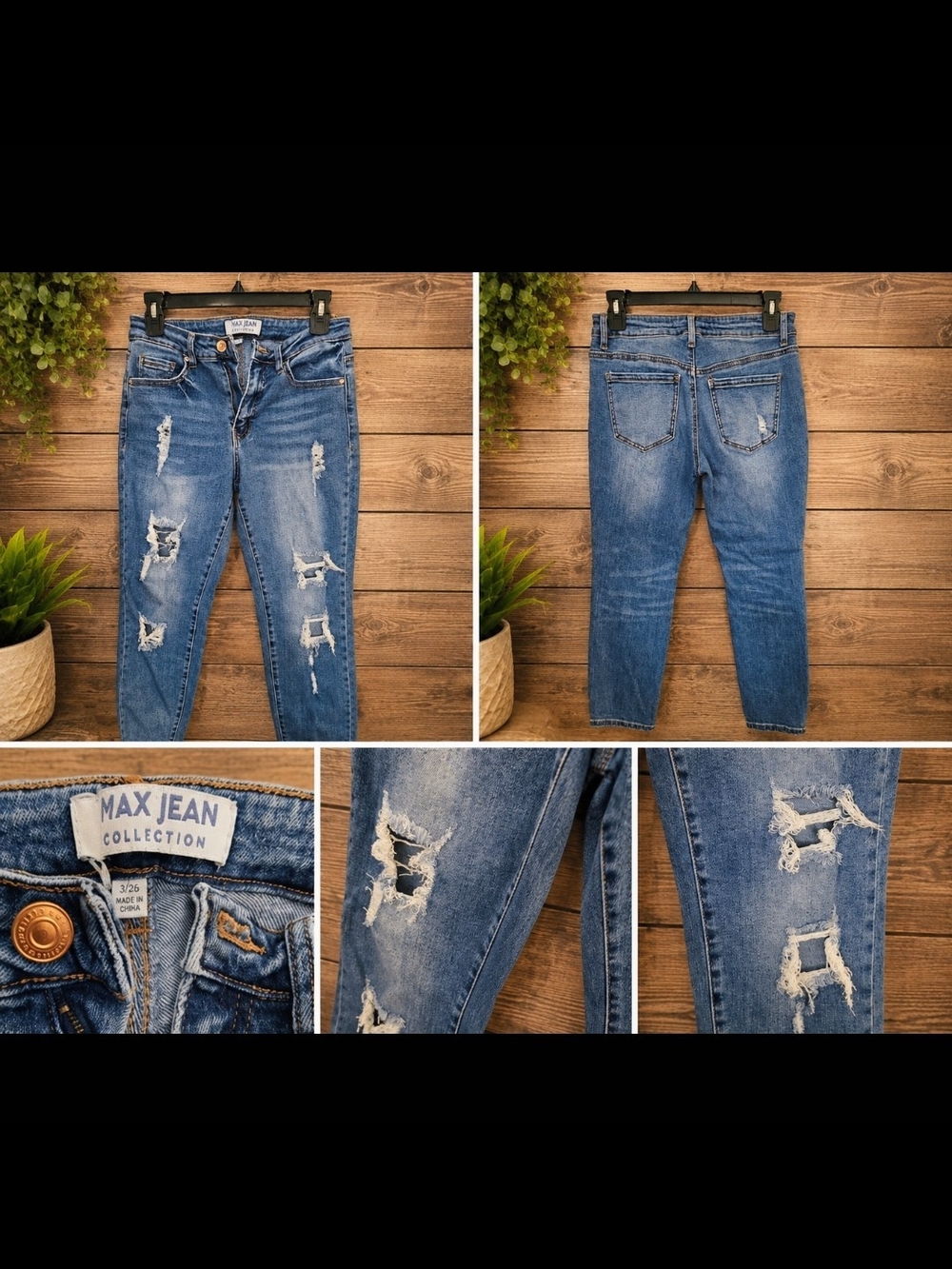 Women’s Skinny Distressed Blue Jeans